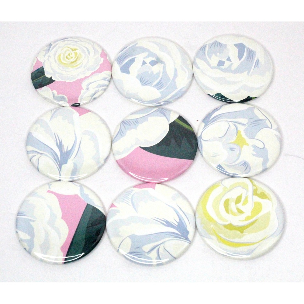 Set of 9 Refrigerator Locker Magnets 2.25" Handmade Bohemian - Gardenias